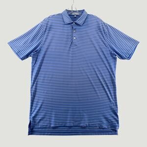 Peter Millar Summer Comfort Polo Shirt Blue Stripe Performance Golf Large